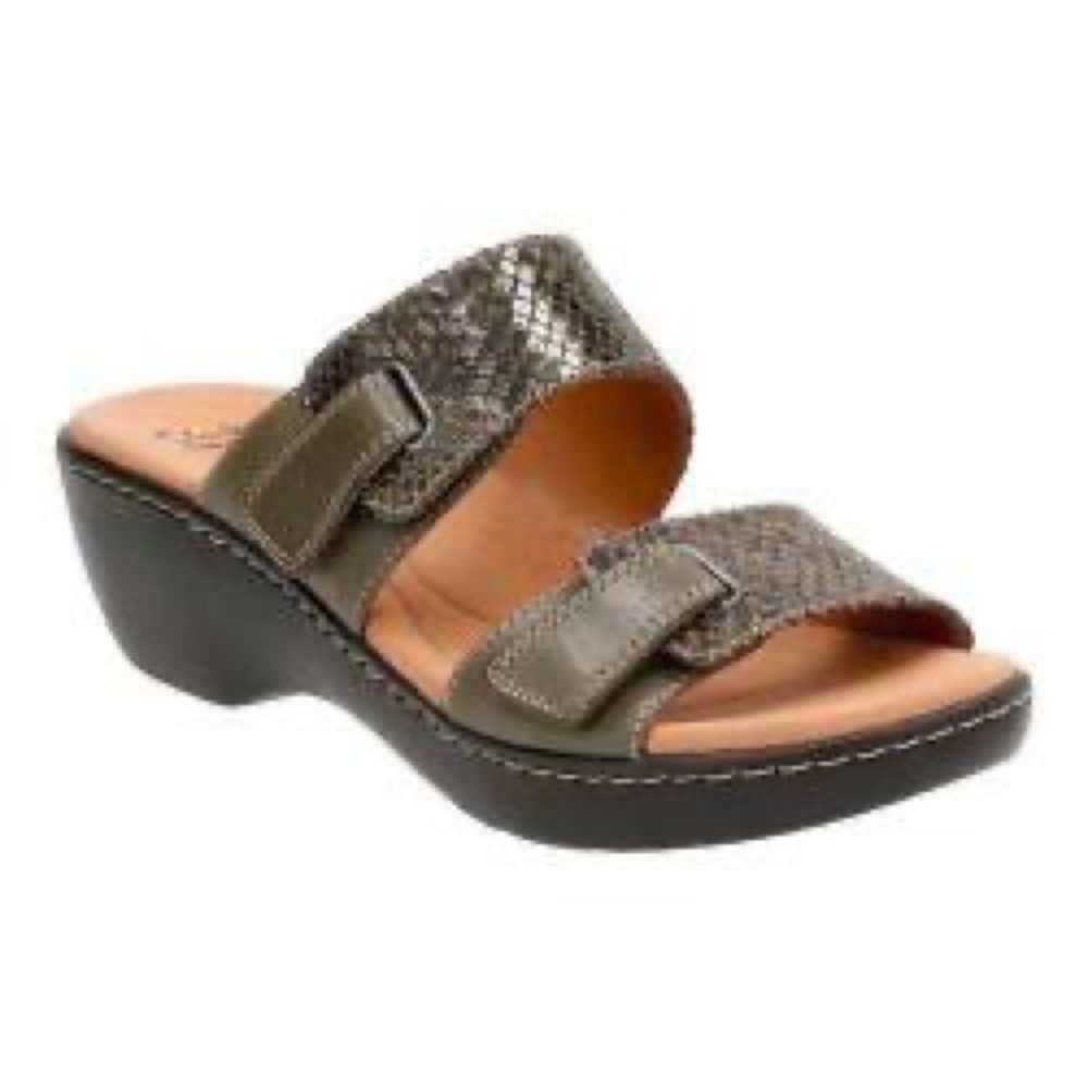 Clarks Delana Fenela Slide Snake Leather Wedges 10